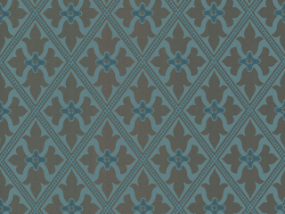 Blauw met bruin patroonbehang Bayham Abbey - Celestial van Little Greene