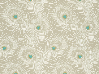 Little Greene Carlton House Terrace - Pompon behang met turquoise accenten en witte pauwveren
