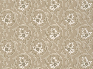 Taupe kleurig behang met een patroon van krullen en bloemen Hoja - Portland Stone