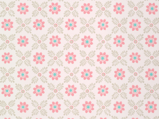 Roze bloemen behang met blauwe accenten Ditsy Block - Carmine van Little Greene