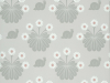 Burges Snail - Silver behang met grijze tinten met onder andere slakken en vrolijke bloemen van Little Greene