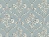 Blauw behang met beige krullen en bloemen Cranford - Sky Blue van Little Greene