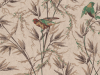 Lcicht bruin behang met taupe kleurige siergrassen en donkergroene vogels Great Ormond Street - Cappuccino