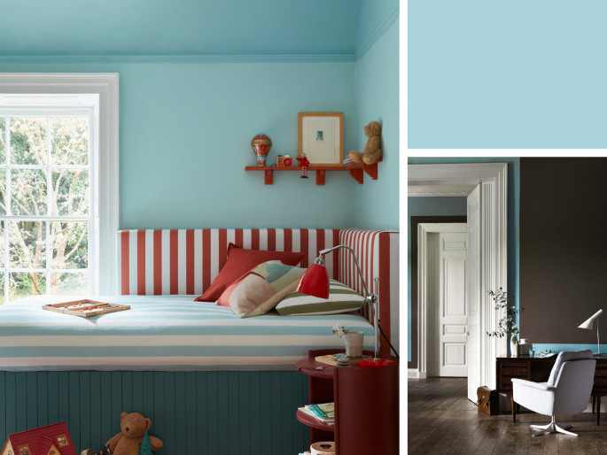 Little Greene - Sky Blue 103 een frisse blauwe kleur op de wand
