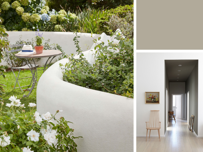 Little Greene - Cool Arbour 232 op de wand en het plafond in een hal