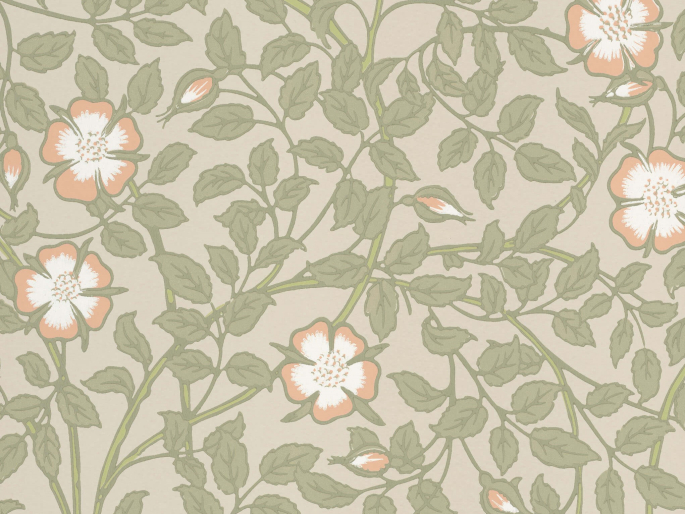 Bloemenbehnag met pastel kleur - Briar Rose Green Mist van Little Greene