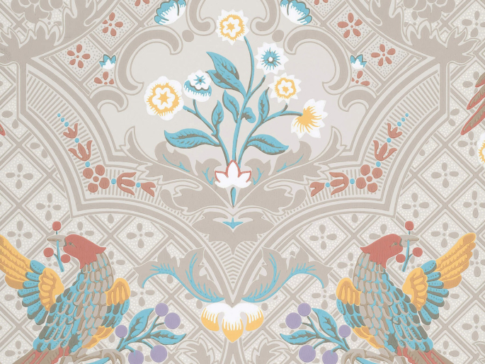 Little Greene Brodsworth - Triumph behang met vogels en bloemen