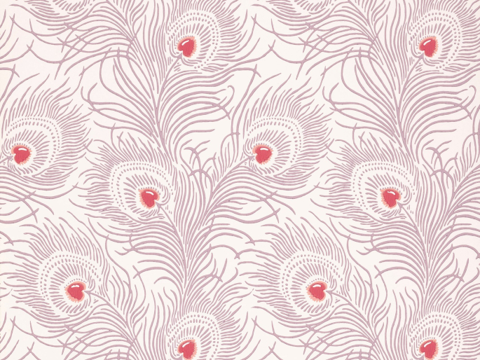 Roze behang met pauwveren van Little Greene Carlton House Terrace - Valentine