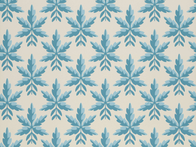 Little Green behang met blauwe bladeren Clutterbuck - Bice
