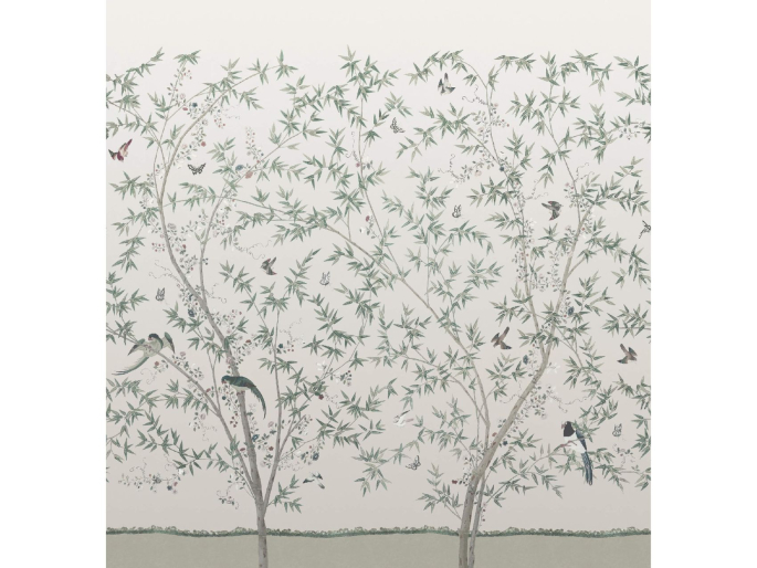 Little Greene Belton Scenic - Oyster behang patroonherhaling