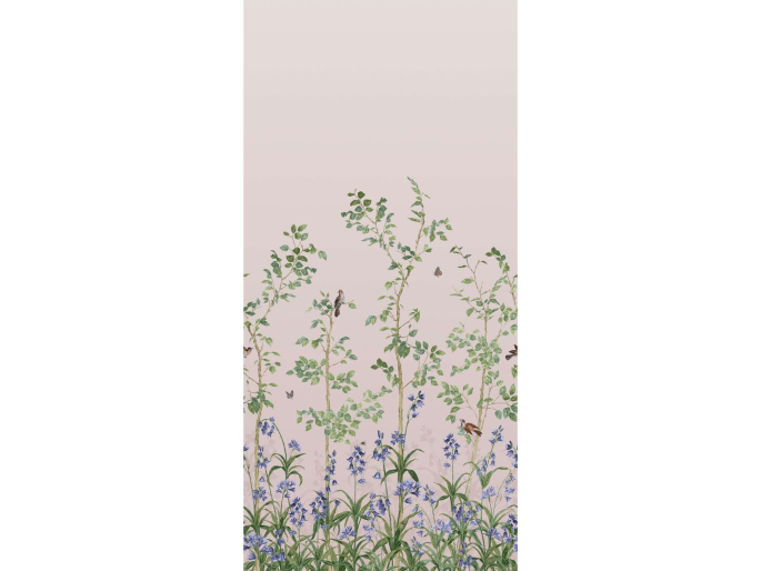 Patroonherhaling Bird & Bluebell - China Clay behang