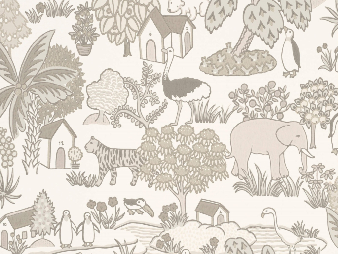 Little Greene behang Animal Kingdom Portland Stone