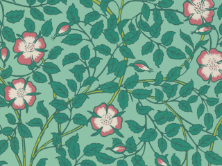 Kleurrijk bloemenbehang Little Greene Briar Rose - Green Verditer