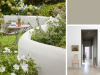 Little Greene - Cool Arbour 232 op een border met een organische vorm in de tuin