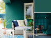 Little Greene - Mid Azure Green 96 op een hoge lambrisering met rechthoekige vakken