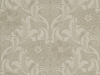 Dahlia Scroll - French Grey beige behang met een klassiek design van bloemen en krullen van Little Greene
