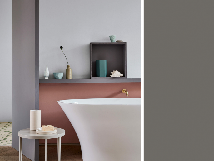 Little Greene - Dark Lead Colour 118 op de wand in een badkamer