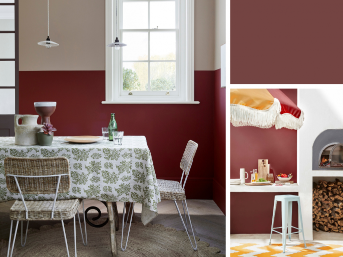 Little Greene - Arras 316 op de muur aan de onderkant van een lambrisering