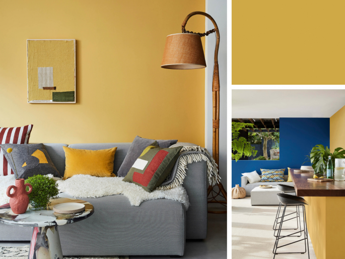 Little Greene - Yellow Pink 46 op de wand