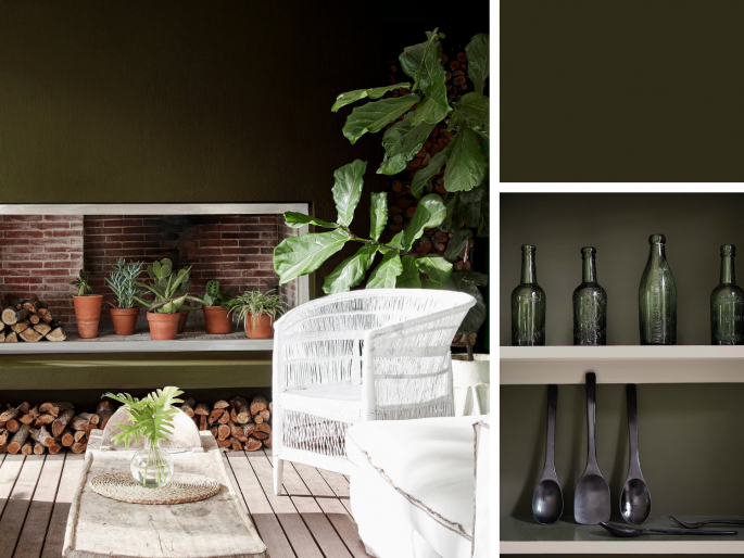 Little Greene - Invisible Green 56 om de wand in de woonkamer