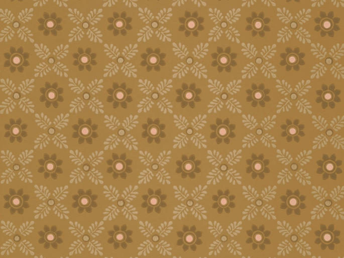 Jaren 70 behang Ditsy Block - Bombolone met diepe gele kleuren met roze accenten